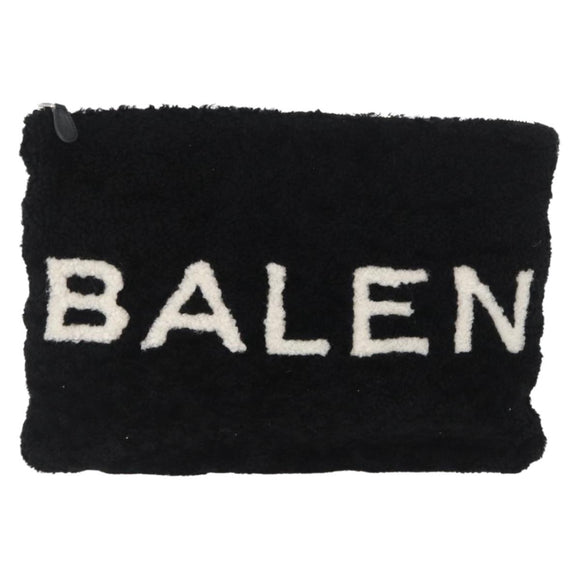 BALENCIAGA Clutch Bag knitted Fabrics Black Silver Auth mr2097