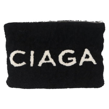 BALENCIAGA Clutch Bag knitted Fabrics Black Silver Auth mr2097 - 0