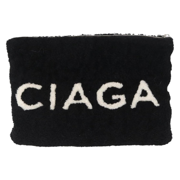 BALENCIAGA Clutch Bag knitted Fabrics Black Silver Auth mr2097