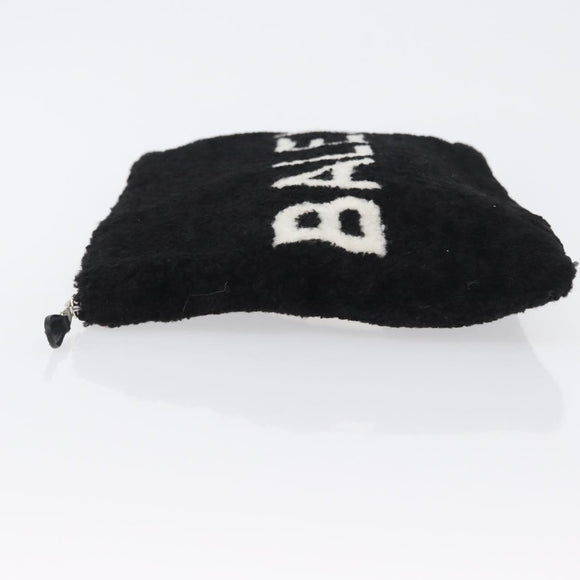 BALENCIAGA Clutch Bag knitted Fabrics Black Silver Auth mr2097
