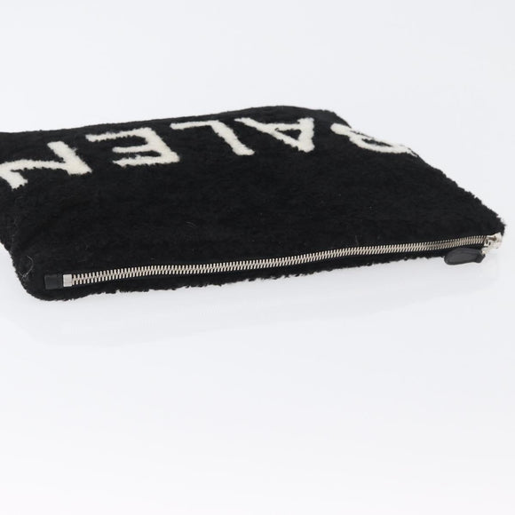 BALENCIAGA Clutch Bag knitted Fabrics Black Silver Auth mr2097