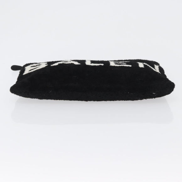 BALENCIAGA Clutch Bag knitted Fabrics Black Silver Auth mr2097
