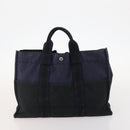 HERMES Fourre Tout Hand Bag Canvas 6 Set Black Gray Auth mr2099-10