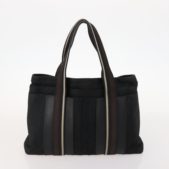 HERMES Fourre Tout Hand Bag Canvas 6 Set Black Gray Auth mr2099
