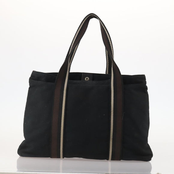 HERMES Fourre Tout Hand Bag Canvas 6 Set Black Gray Auth mr2099