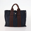 HERMES Fourre Tout Hand Bag Canvas 6 Set Black Gray Auth mr2099-15