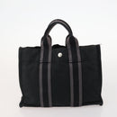 HERMES Fourre Tout Hand Bag Canvas 6 Set Black Gray Auth mr2099-20