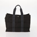 HERMES Fourre Tout Hand Bag Canvas 6 Set Black Gray Auth mr2099-2