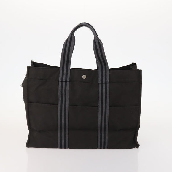 HERMES Fourre Tout Hand Bag Canvas 6 Set Black Gray Auth mr2099