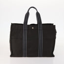 HERMES Fourre Tout Hand Bag Canvas 6 Set Black Gray Auth mr2099-3