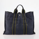 HERMES Fourre Tout Hand Bag Canvas 6 Set Black Gray Auth mr2099-6
