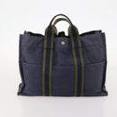 HERMES Fourre Tout Hand Bag Canvas 6 Set Black Gray Auth mr2099-7