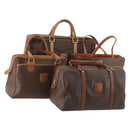 CELINE Macadam Canvas Hand Bag PVC Leather 4 Set Brown Auth mr2100-1