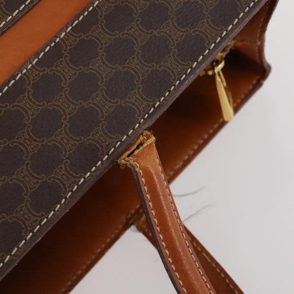 CELINE Macadam Canvas Hand Bag PVC Leather 4 Set Brown Auth mr2100