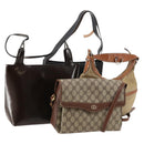 GUCCI GG Canvas Micro GG Supreme Bag PVC 4 Set Beige Brown black Auth mr2102-1
