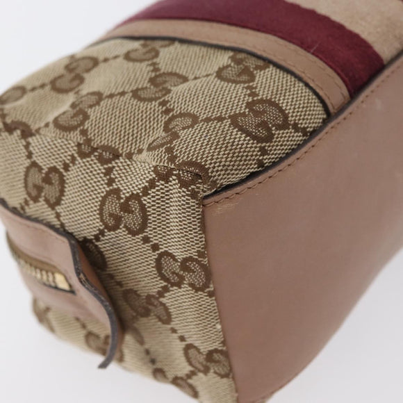 GUCCI GG Canvas Sherry Line Pouch Beige Gold 256636 Auth mr2104