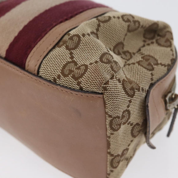 GUCCI GG Canvas Sherry Line Pouch Beige Gold 256636 Auth mr2104