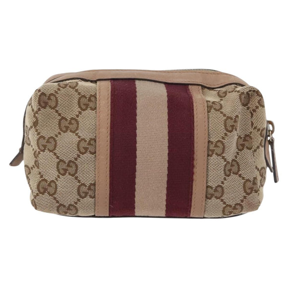 GUCCI GG Canvas Sherry Line Pouch Beige Gold 256636 Auth mr2104