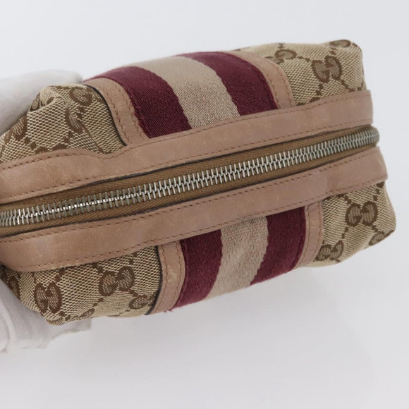 GUCCI GG Canvas Sherry Line Pouch Beige Gold 256636 Auth mr2104