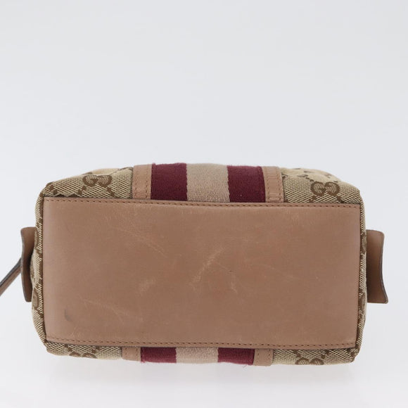 GUCCI GG Canvas Sherry Line Pouch Beige Gold 256636 Auth mr2104