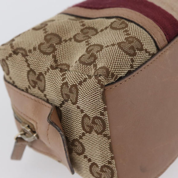 GUCCI GG Canvas Sherry Line Pouch Beige Gold 256636 Auth mr2104