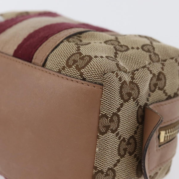 GUCCI GG Canvas Sherry Line Pouch Beige Gold 256636 Auth mr2104