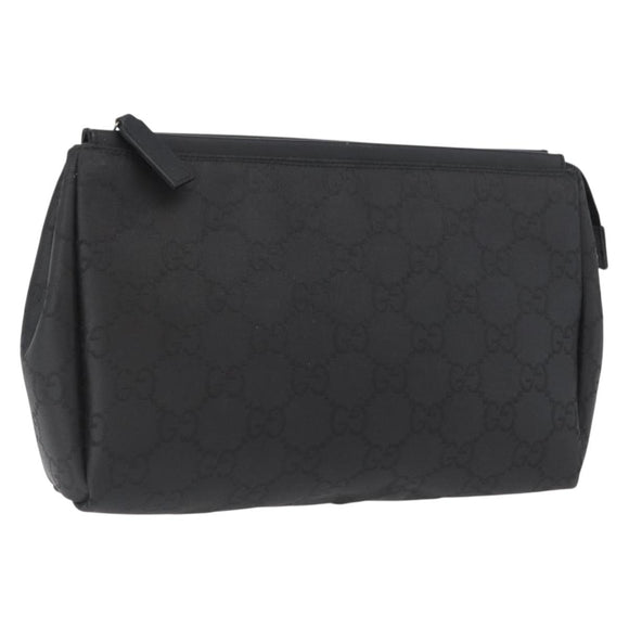 GUCCI GG Canvas Clutch Bag Nylon Black Silver 014 1126 Auth mr2106