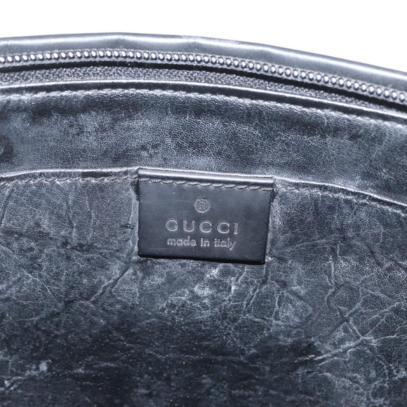 GUCCI GG Canvas Clutch Bag Nylon Black Silver 014 1126 Auth mr2106