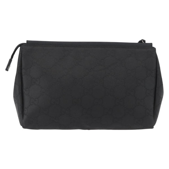 GUCCI GG Canvas Clutch Bag Nylon Black Silver 014 1126 Auth mr2106