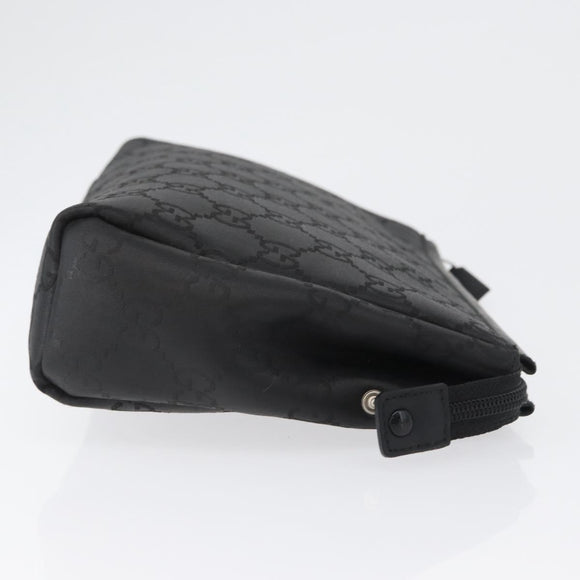 GUCCI GG Canvas Clutch Bag Nylon Black Silver 014 1126 Auth mr2106