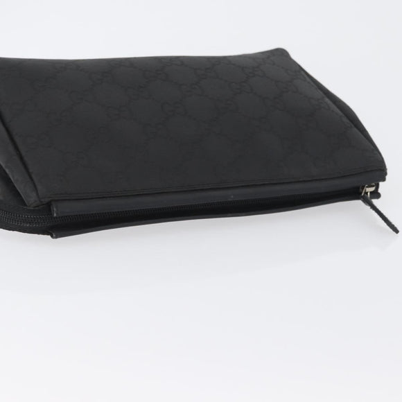 GUCCI GG Canvas Clutch Bag Nylon Black Silver 014 1126 Auth mr2106