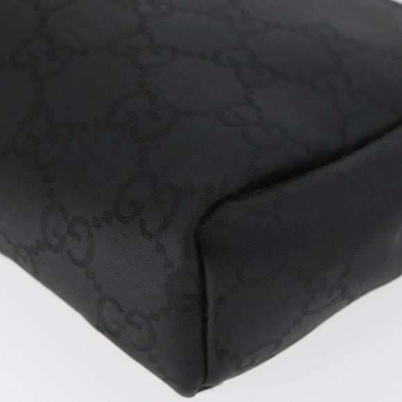 GUCCI GG Canvas Clutch Bag Nylon Black Silver 014 1126 Auth mr2106
