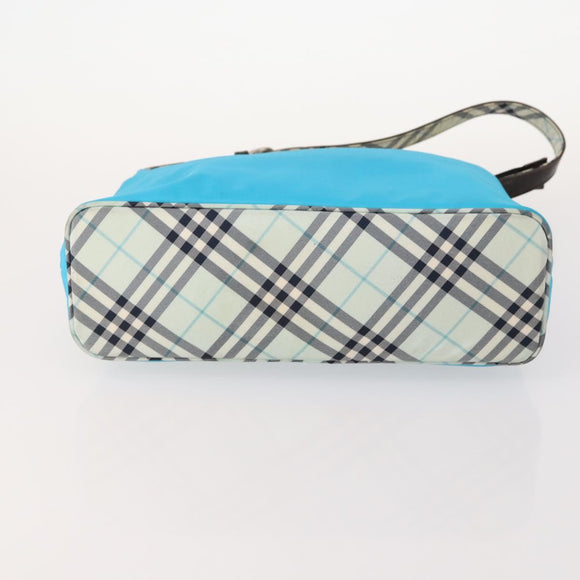 BURBERRY Nova Check Blue Label Bag Leather Nylon 5 Set Blue Brown Auth mr2107