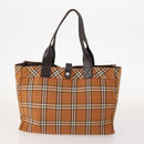 BURBERRY Nova Check Blue Label Bag Leather Nylon 5 Set Blue Brown Auth mr2107-12