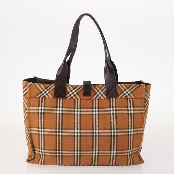BURBERRY Nova Check Blue Label Bag Leather Nylon 5 Set Blue Brown Auth mr2107