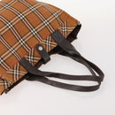 BURBERRY Nova Check Blue Label Bag Leather Nylon 5 Set Blue Brown Auth mr2107-14