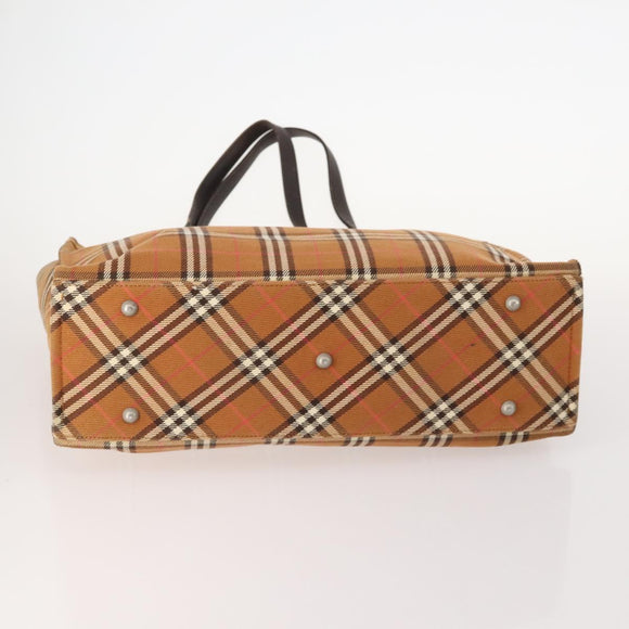 BURBERRY Nova Check Blue Label Bag Leather Nylon 5 Set Blue Brown Auth mr2107