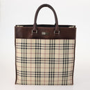 BURBERRY Nova Check Blue Label Bag Leather Nylon 5 Set Blue Brown Auth mr2107-2