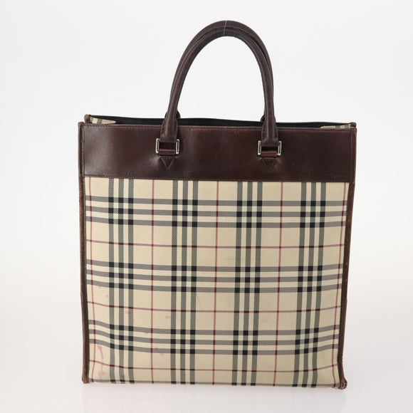 BURBERRY Nova Check Blue Label Bag Leather Nylon 5 Set Blue Brown Auth mr2107