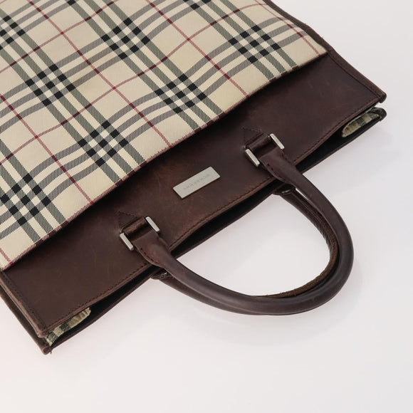 BURBERRY Nova Check Blue Label Bag Leather Nylon 5 Set Blue Brown Auth mr2107