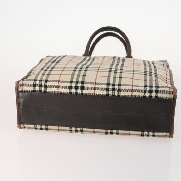 BURBERRY Nova Check Blue Label Bag Leather Nylon 5 Set Blue Brown Auth mr2107