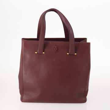 CARTIER Shoulder Bag Leather 5 Set Bordeaux Gold Auth mr2108 - 0