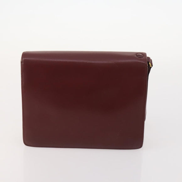 CARTIER Must Line Clutch Bag Leather 5 Set Bordeaux Gold Auth mr2109