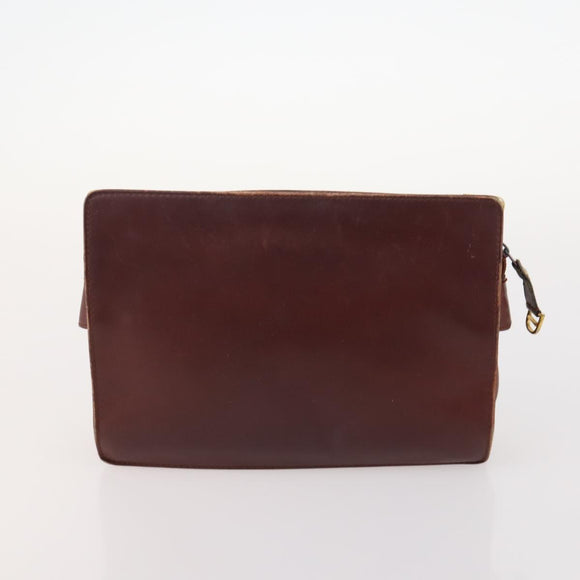 CARTIER Must Line Clutch Bag Leather 5 Set Bordeaux Gold Auth mr2109