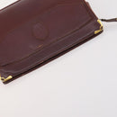 CARTIER Must Line Clutch Bag Leather 5 Set Bordeaux Gold Auth mr2109-21