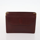 CARTIER Must Line Clutch Bag Leather 5 Set Bordeaux Gold Auth mr2109-24