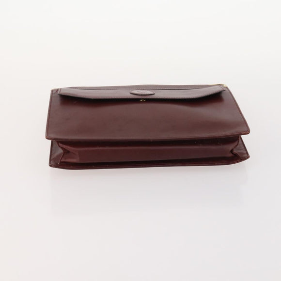 CARTIER Must Line Clutch Bag Leather 5 Set Bordeaux Gold Auth mr2109