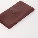 CARTIER Must Line Clutch Bag Leather 5 Set Bordeaux Gold Auth mr2109-4