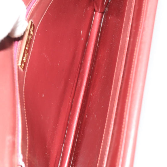 CARTIER Must Line Clutch Bag Leather 5 Set Bordeaux Gold Auth mr2109