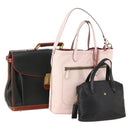BALLY Hand Bag Leather 3 Set Black Pink Auth mr2113-1